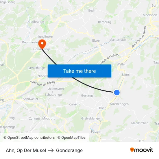 Ahn, Op Der Musel to Gonderange map