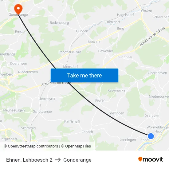 Ehnen, Lehboesch 2 to Gonderange map