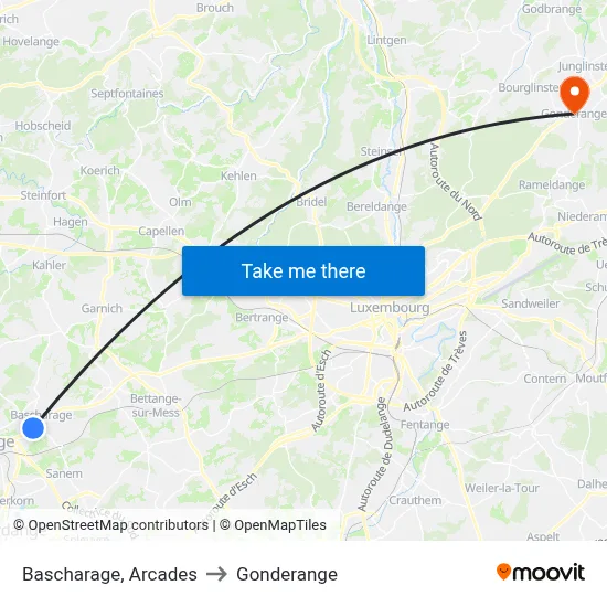 Bascharage, Arcades to Gonderange map