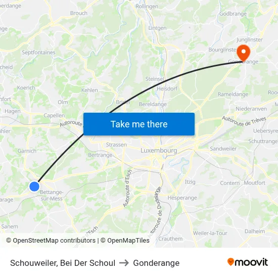 Schouweiler, Bei Der Schoul to Gonderange map