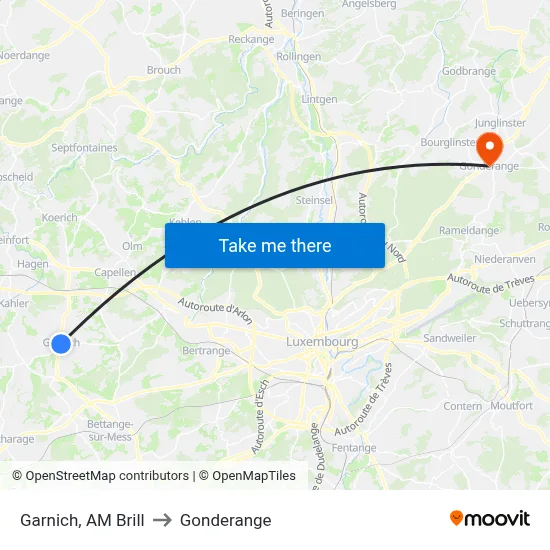 Garnich, AM Brill to Gonderange map