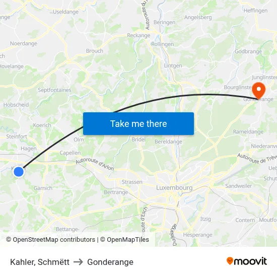 Kahler, Schmëtt to Gonderange map