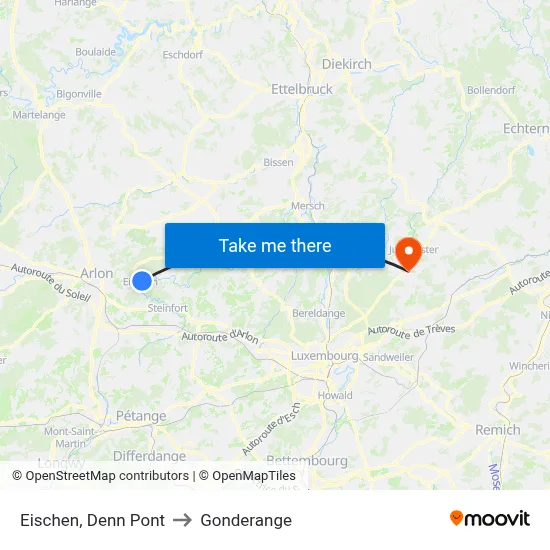 Eischen, Denn Pont to Gonderange map