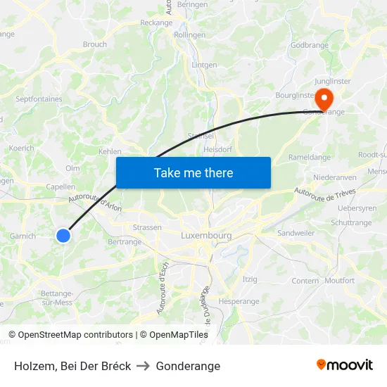 Holzem, Bei Der Bréck to Gonderange map