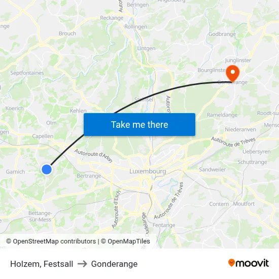 Holzem, Festsall to Gonderange map