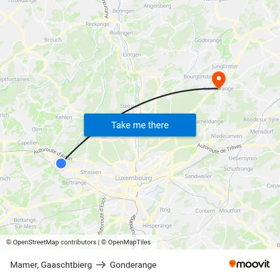 Mamer, Gaaschtbierg to Gonderange map