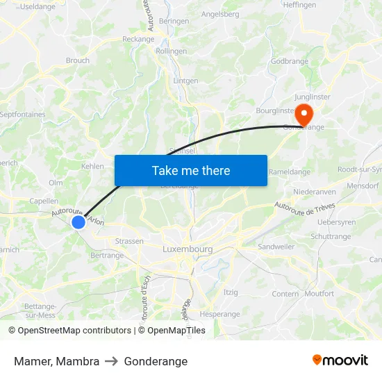 Mamer, Mambra to Gonderange map