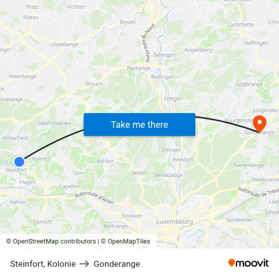 Steinfort, Kolonie to Gonderange map