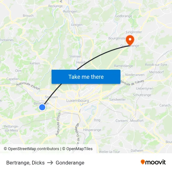 Bertrange, Dicks to Gonderange map
