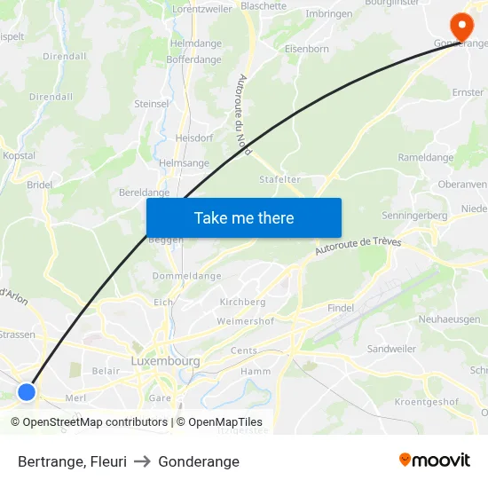 Bertrange, Fleuri to Gonderange map