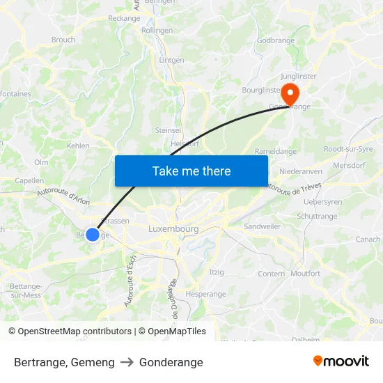 Bertrange, Gemeng to Gonderange map