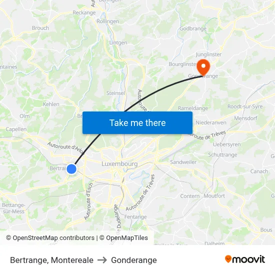 Bertrange, Montereale to Gonderange map