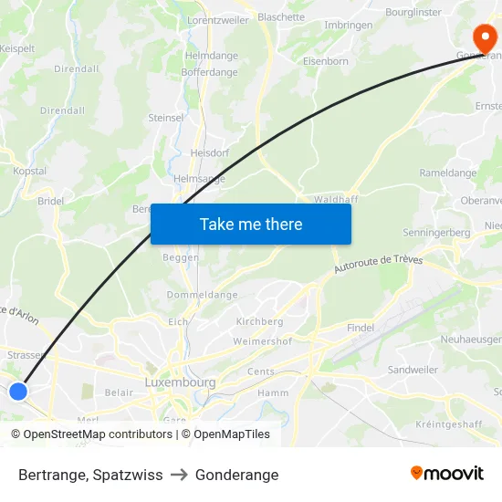 Bertrange, Spatzwiss to Gonderange map