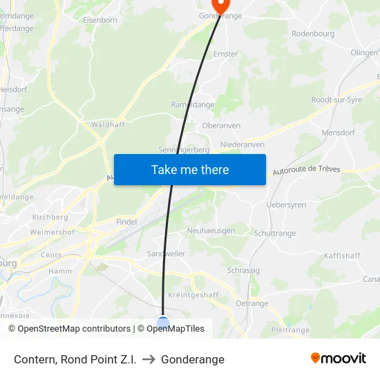 Contern, Rond Point Z.I. to Gonderange map