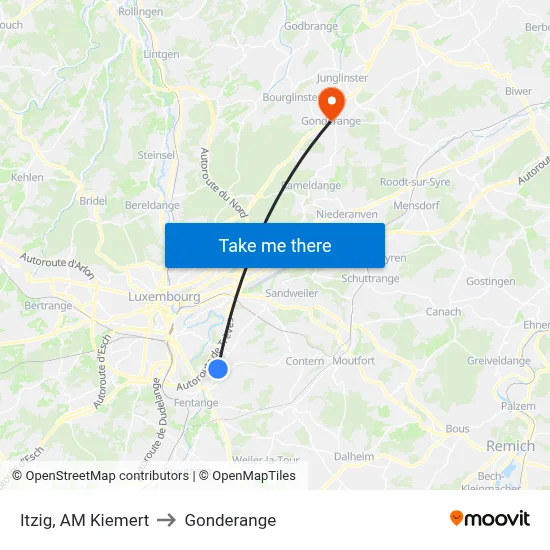 Itzig, AM Kiemert to Gonderange map