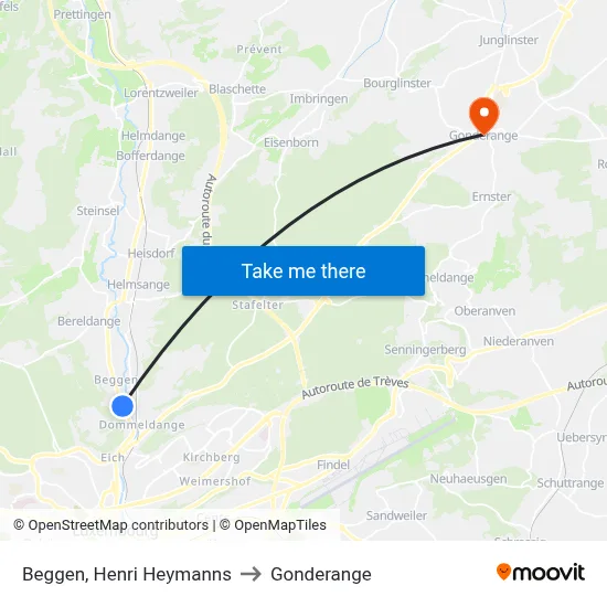 Beggen, Henri Heymanns to Gonderange map