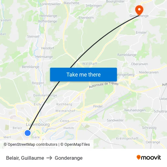 Belair, Guillaume to Gonderange map