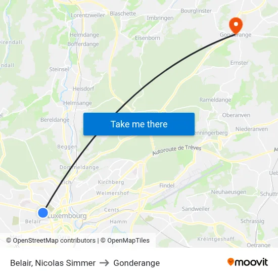 Belair, Nicolas Simmer to Gonderange map