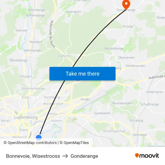 Bonnevoie, Wisestrooss to Gonderange map