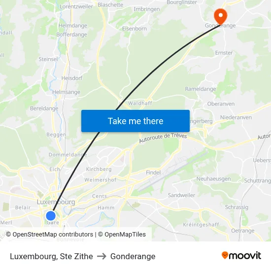Luxembourg, Ste Zithe to Gonderange map