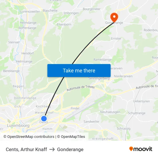 Cents, Arthur Knaff to Gonderange map