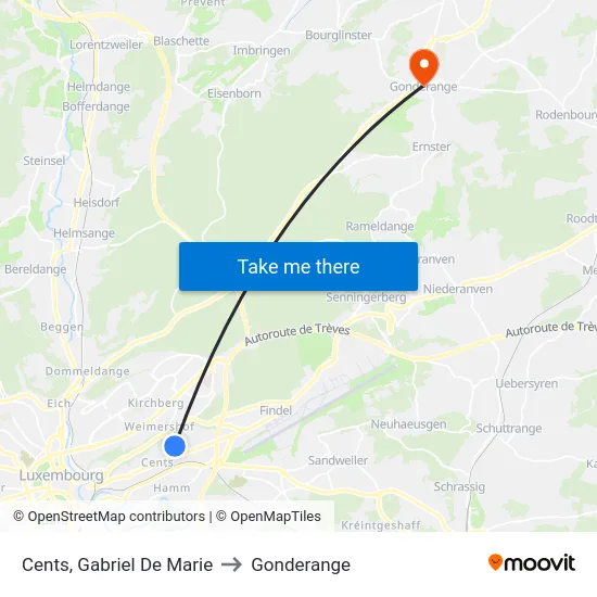 Cents, Gabriel De Marie to Gonderange map