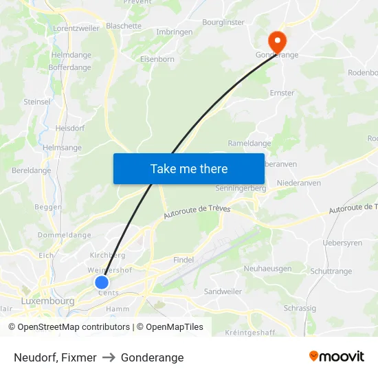 Neudorf, Fixmer to Gonderange map