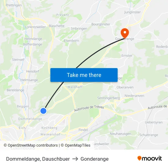 Dommeldange, Dauschbuer to Gonderange map