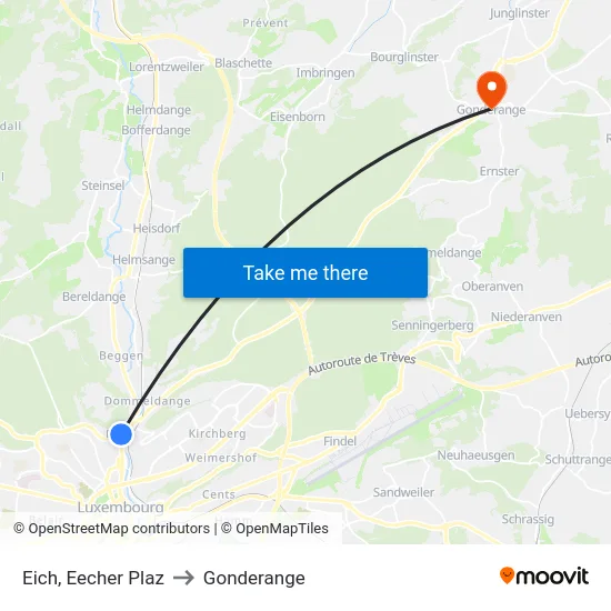 Eich, Eecher Plaz to Gonderange map