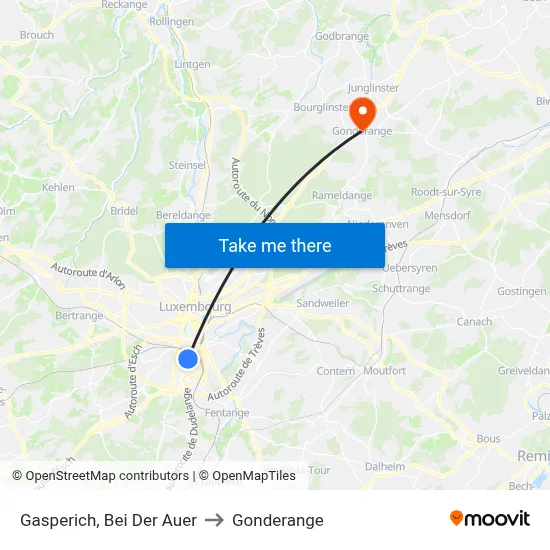 Gasperich, Bei Der Auer to Gonderange map