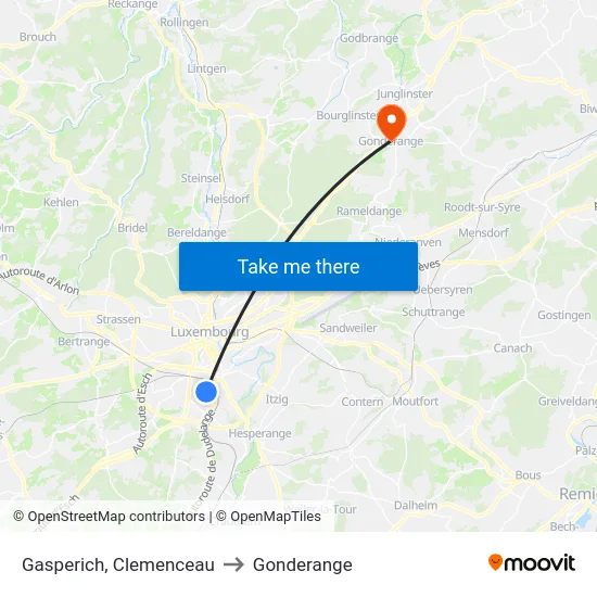 Gasperich, Clemenceau to Gonderange map