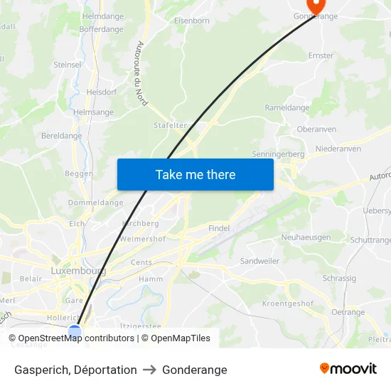 Gasperich, Déportation to Gonderange map