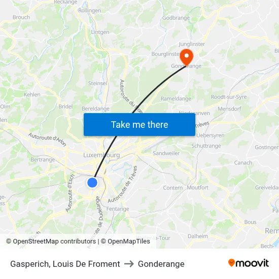 Gasperich, Louis De Froment to Gonderange map