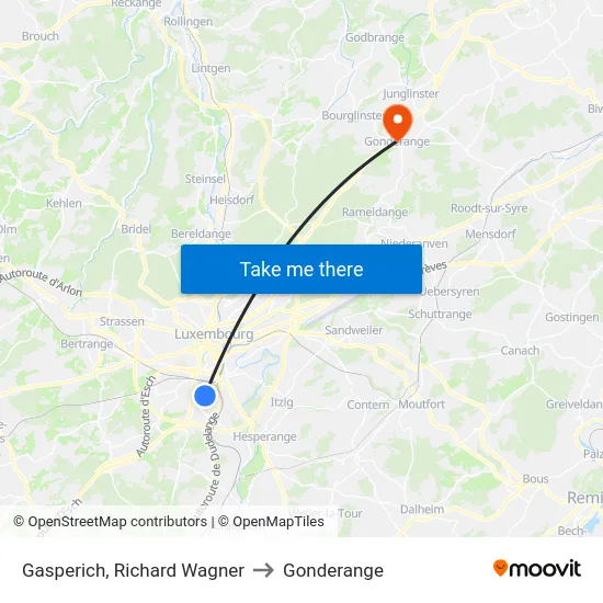 Gasperich, Richard Wagner to Gonderange map
