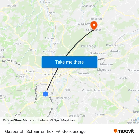Gasperich, Schaarfen Eck to Gonderange map