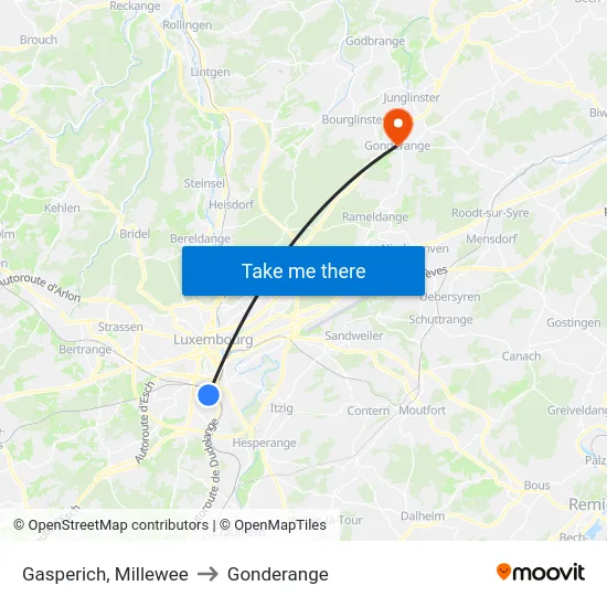 Gasperich, Millewee to Gonderange map