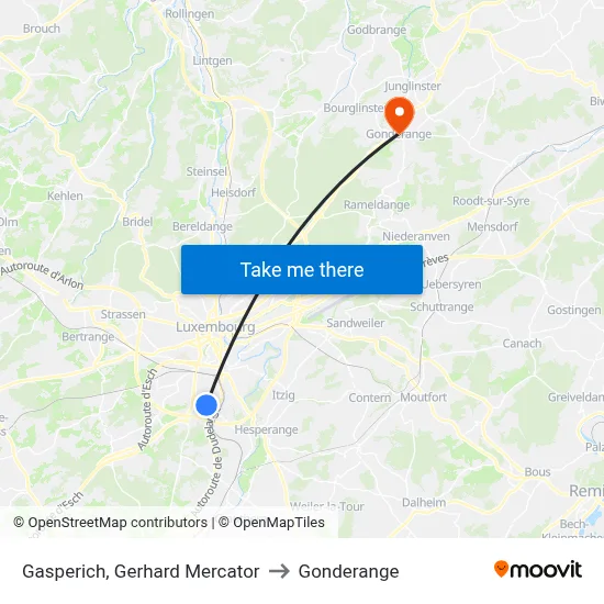 Gasperich, Gerhard Mercator to Gonderange map