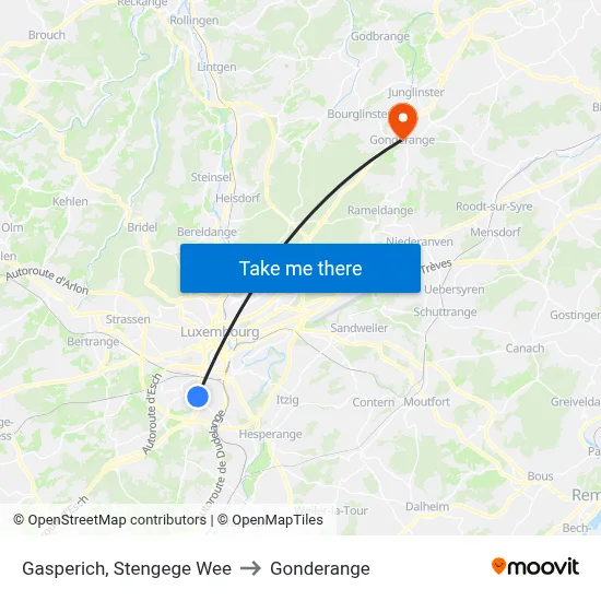 Gasperich, Stengege Wee to Gonderange map
