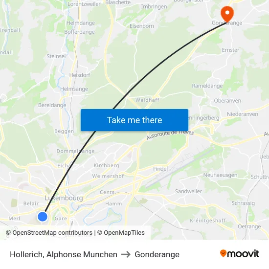 Hollerich, Alphonse Munchen to Gonderange map