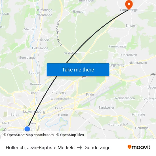 Hollerich, Jean-Baptiste Merkels to Gonderange map