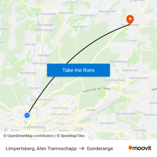 Limpertsberg, Alen Tramsschapp to Gonderange map