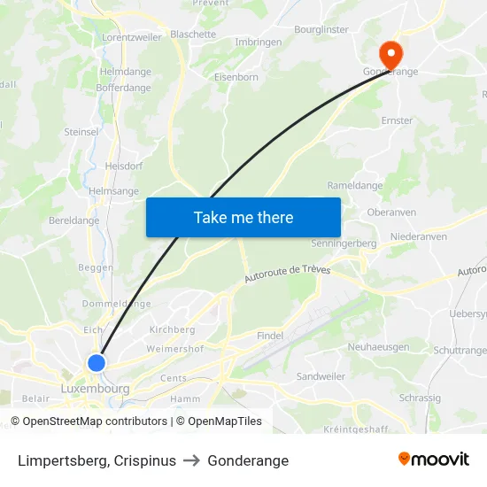 Limpertsberg, Crispinus to Gonderange map