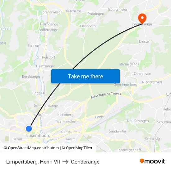 Limpertsberg, Henri VII to Gonderange map