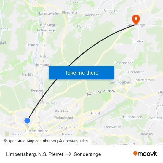 Limpertsberg, N.S. Pierret to Gonderange map