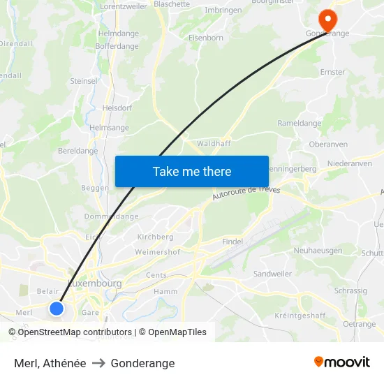 Merl, Athénée to Gonderange map