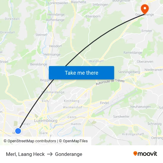 Merl, Laang Heck to Gonderange map
