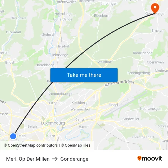 Merl, Op Der Millen to Gonderange map