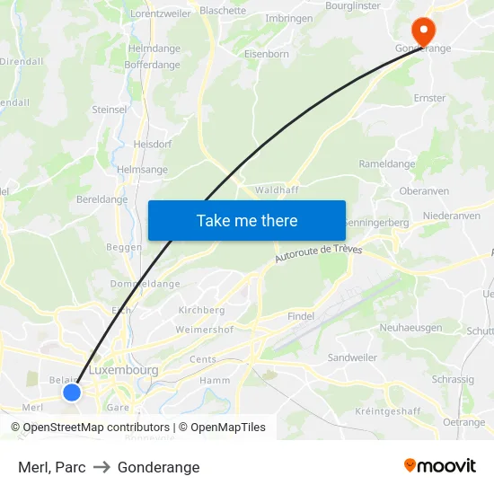 Merl, Parc to Gonderange map