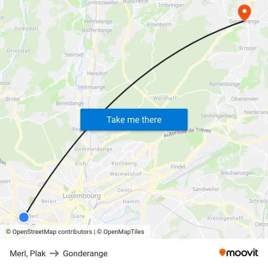 Merl, Plak to Gonderange map