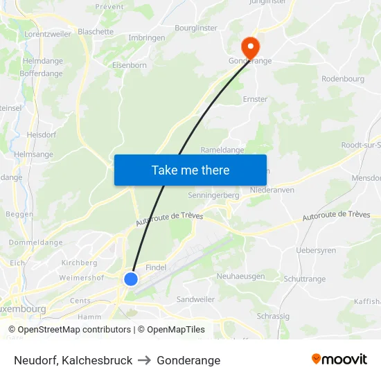 Neudorf, Kalchesbruck to Gonderange map
